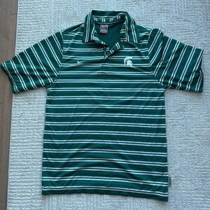 Michigan State Nike Football Polo green and white stripes